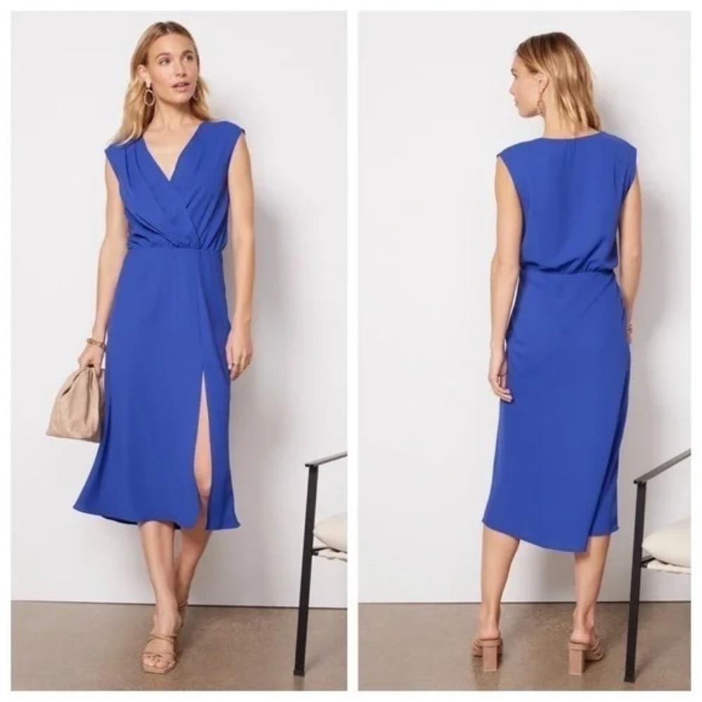 Amanda Uprichard Matthews Midi Dress Size Small Revolve Front Slit V-neck
